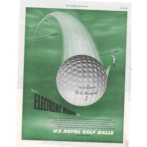 Vintage Original US Royal Golf Ball Magazine Advertisement 1950s B&W Sports